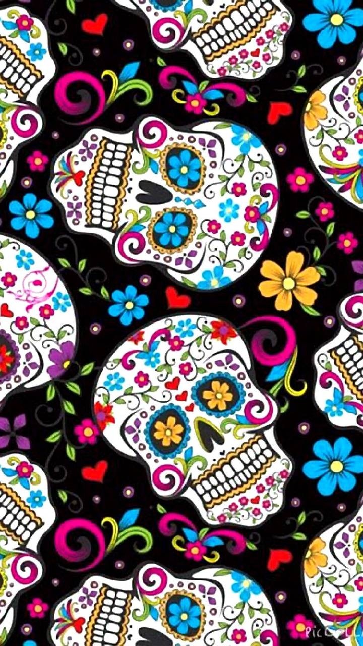 colorful skulls