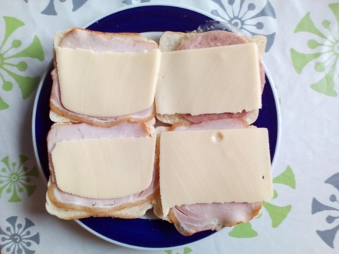 1 tost scheibe.1 Scheibe wurst und 1Scheibe Käße