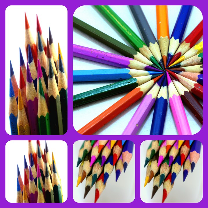 Collage. Colour pencils