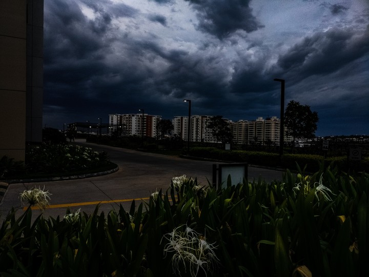 city under clouds