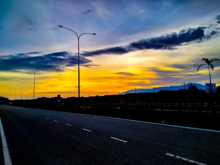View from road of sunset
