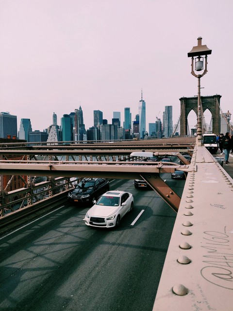Downtown New York skyline from Brooklyn Bridge