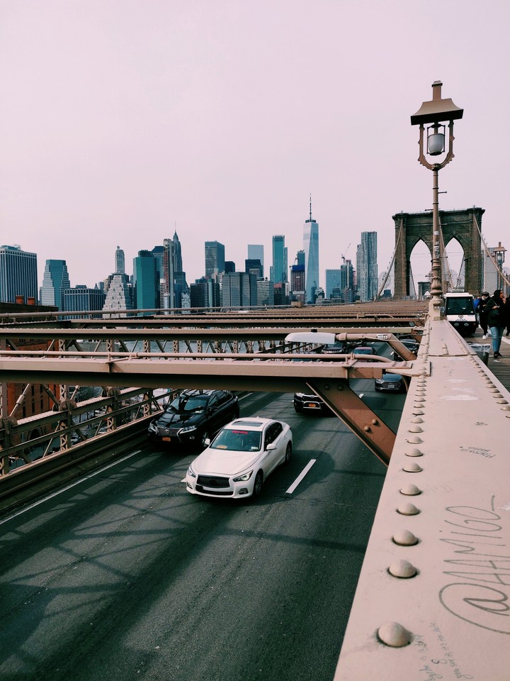 Downtown New York skyline from Brooklyn Bridge