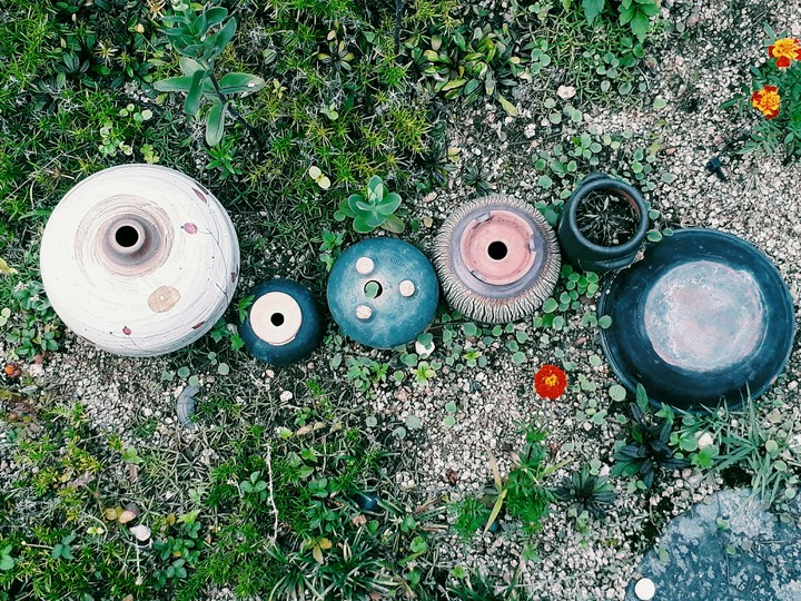 Jardín con los ceramicos