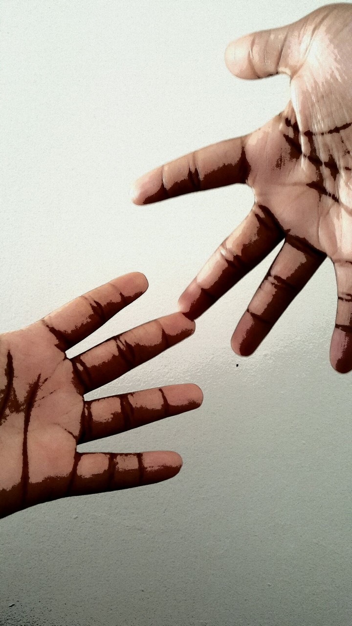 Touching hands