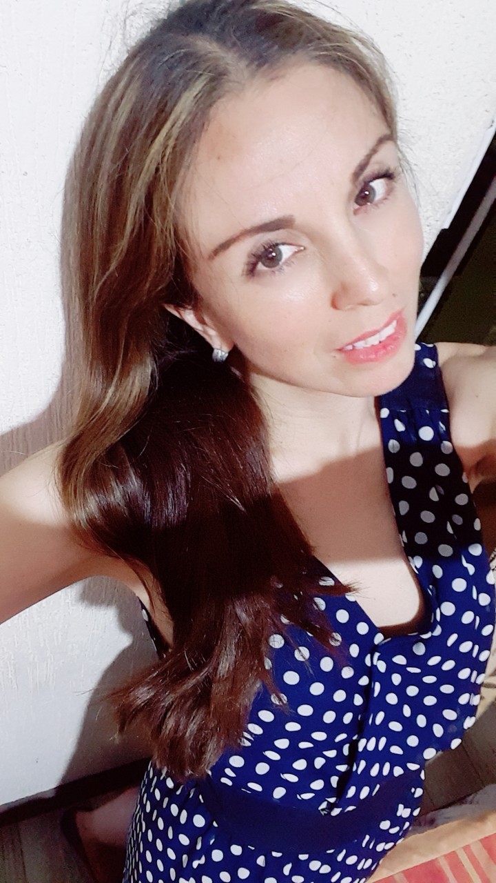 Lady in blue dress