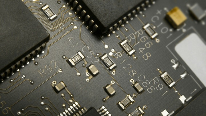 circuit paths, chips, black, pin