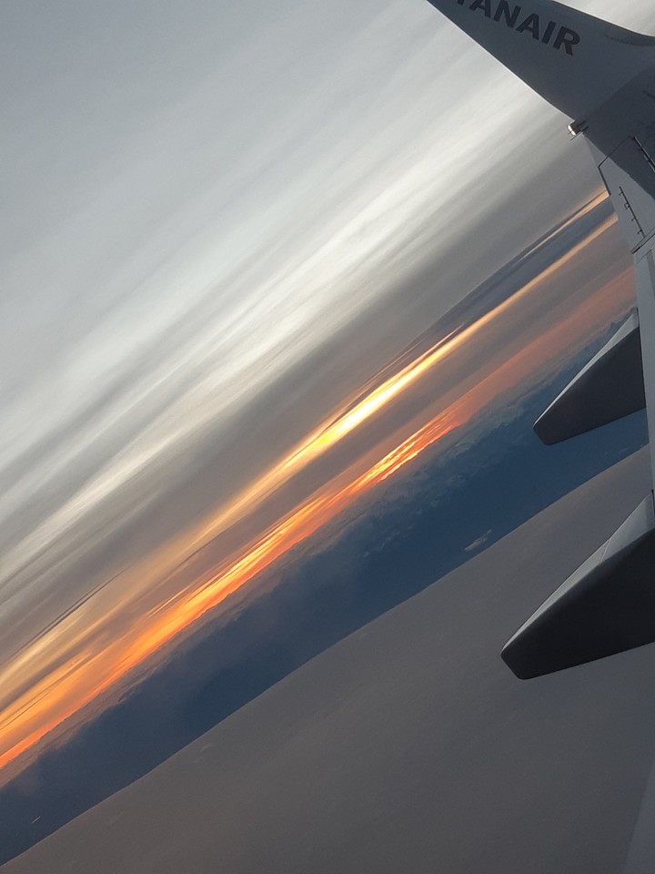 Sunset seen from the sky.
