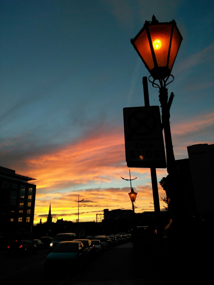 sunset in the city