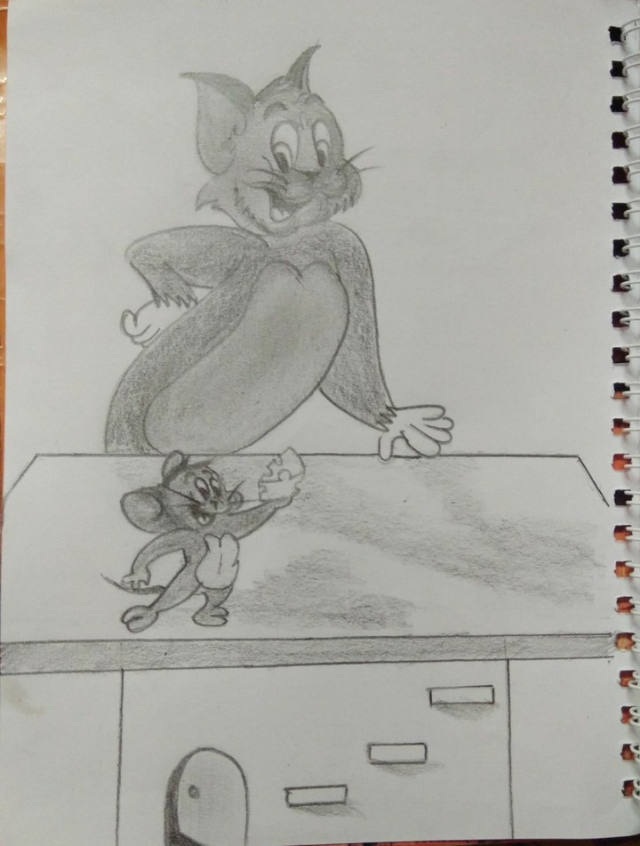 Pencil Sketch of Tom and Jerry