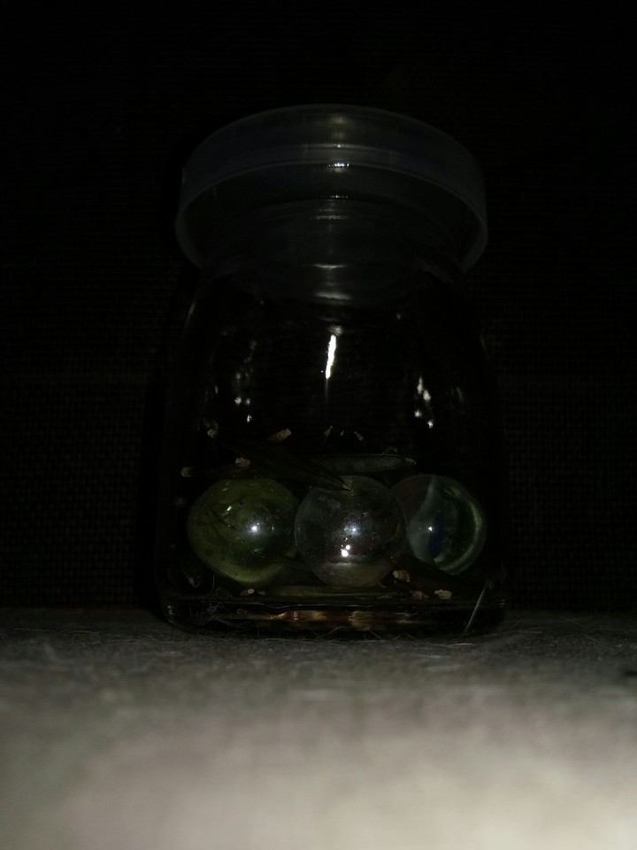just  glass balls in a little glass jar