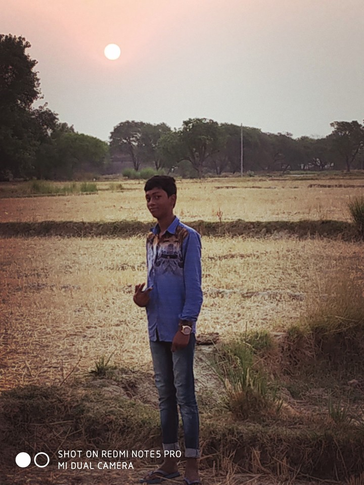Sun rise in village
