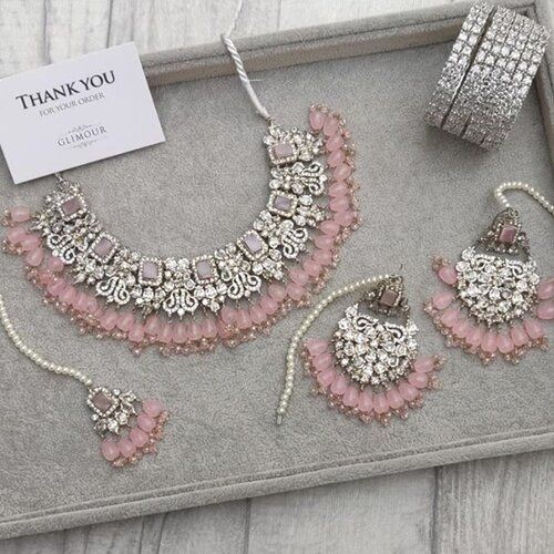 Pink Beautiful Indian Jewellery Set