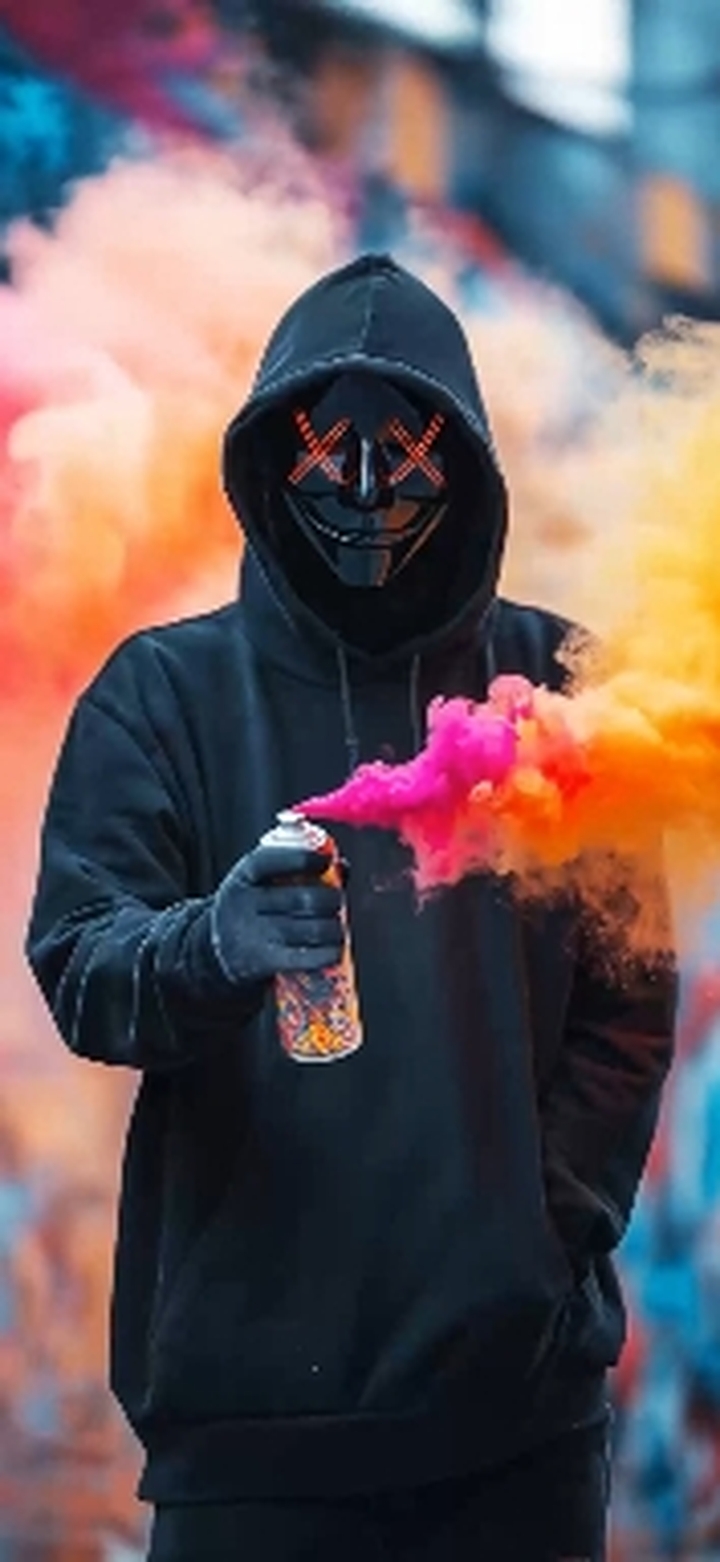 Spray color with Hoodie and Mask