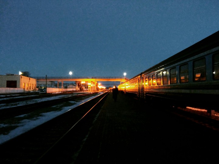Train look at sunset
