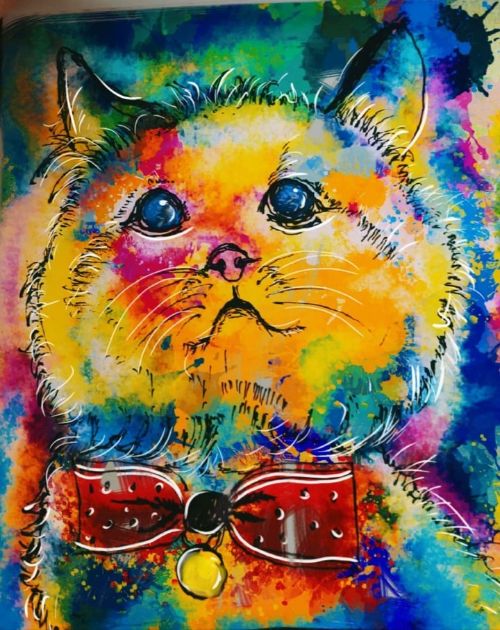Cat Digital Painting colorful