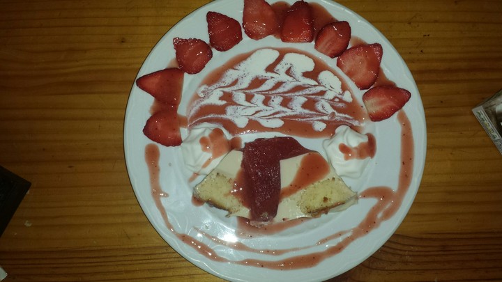 cocoa and strawberry panacota