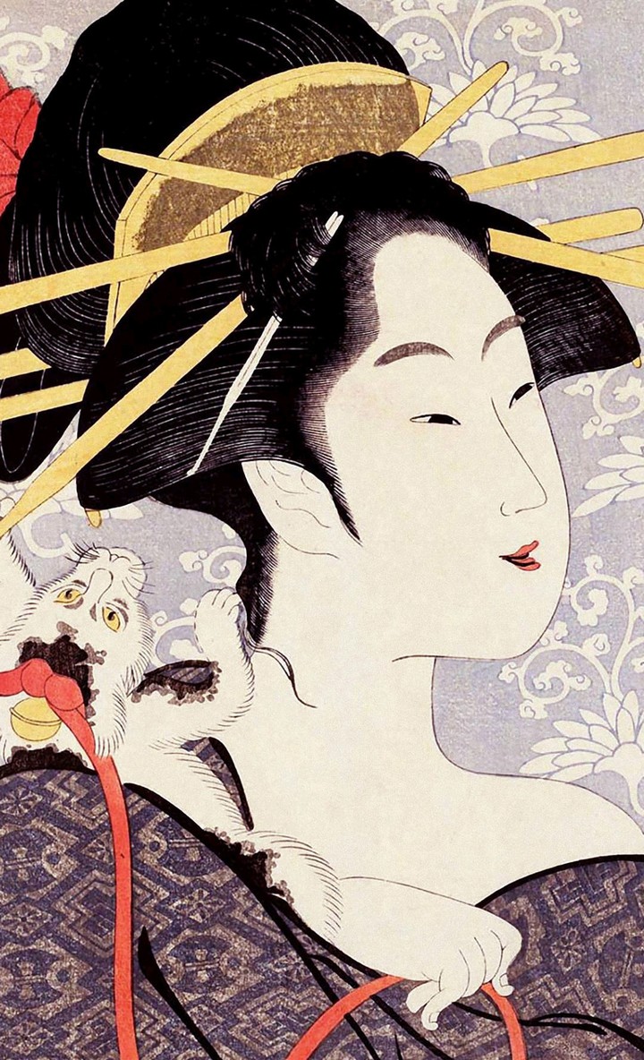 ukiyoe － woman with cat
