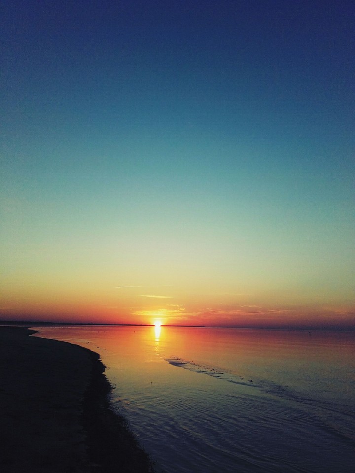 море, закат, солнце