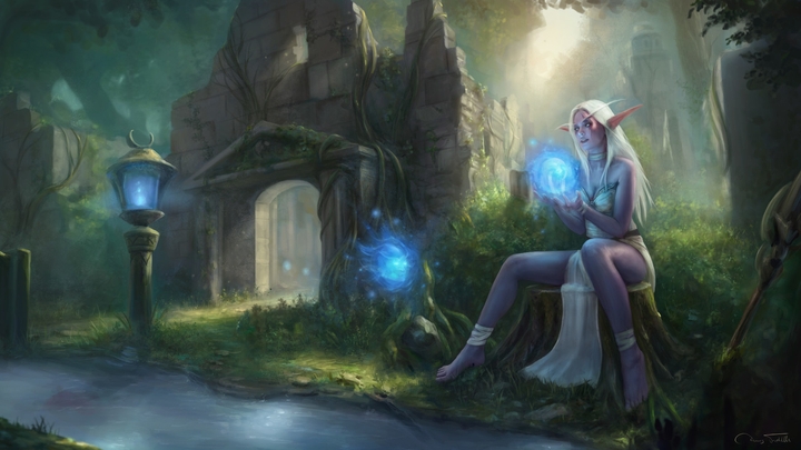 Elf in magic forest (wow)