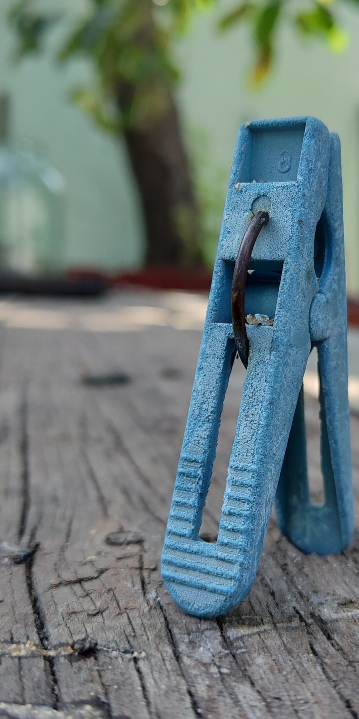 Blue clothespin
