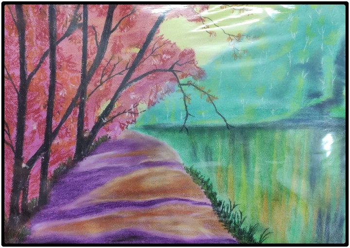 landscape with purple trees