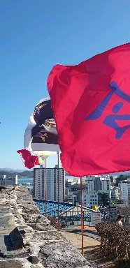 On the wall of Tongyeong Castle in Korea