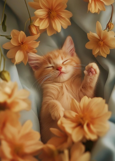 тапети cat, flower