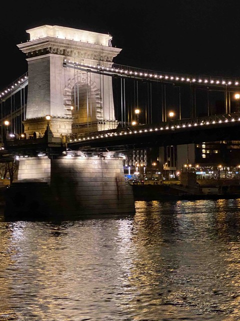 Bridge between Buda and Pest at night