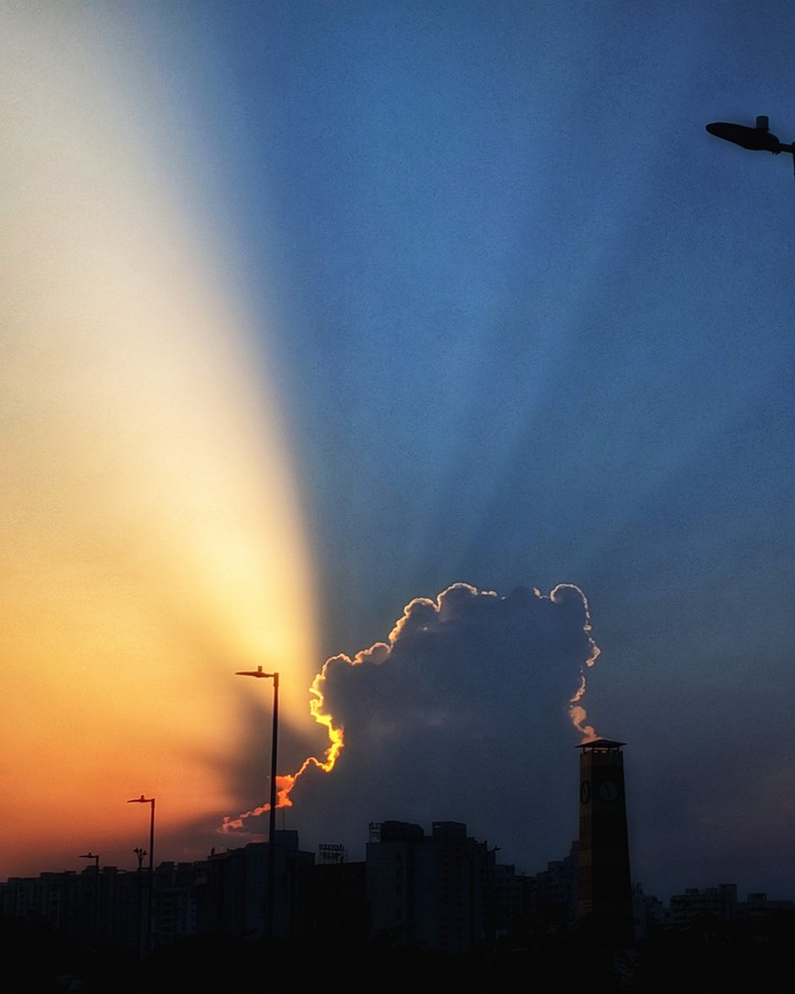 sunset in the city