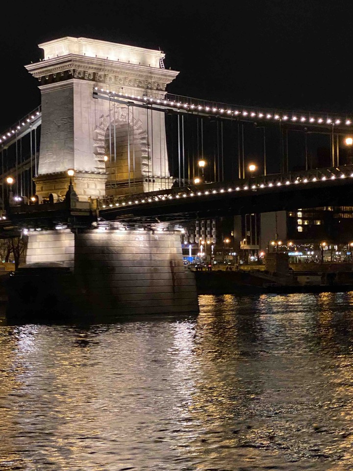 Bridge between Buda and Pest at night