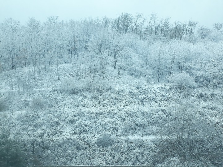 눈이 쌓인 산
