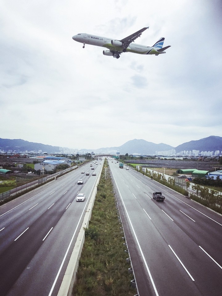 airplane on the highway