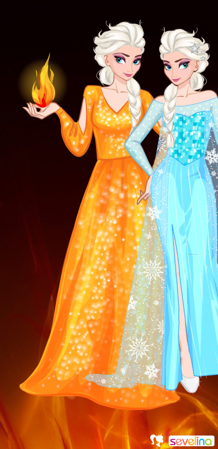 Fire Elsa and normal Elsa