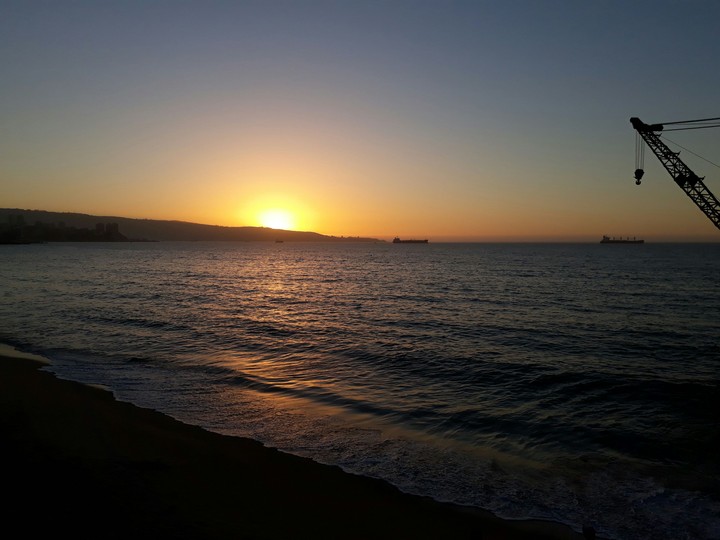 Sunset on the beach viña del mar, chile