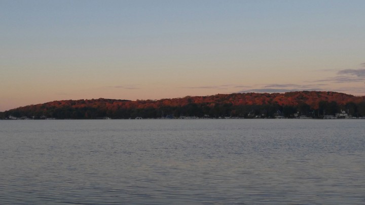 sunrise & the fall colors on Lake Geneva,wi