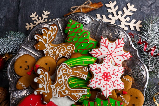 platter of decorated gingerbread cookies
