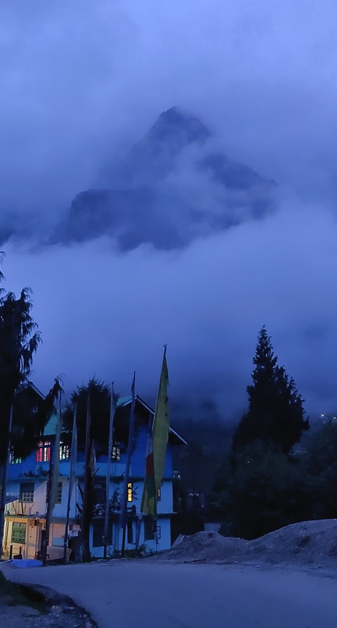 Homestay with a view of mountain captured during golden hour
