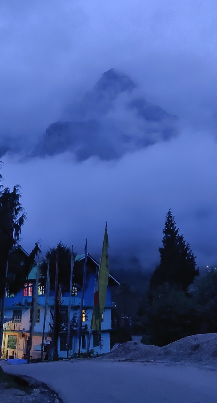 Homestay with a view of mountain captured during golden hour