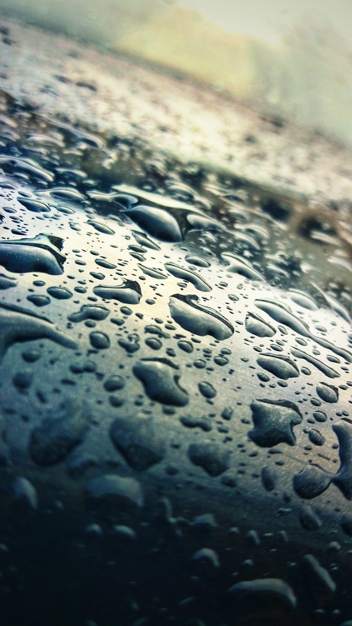 rain over car hood