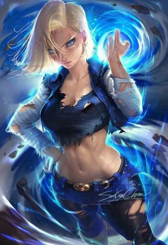 blue android 18 wallpaper
