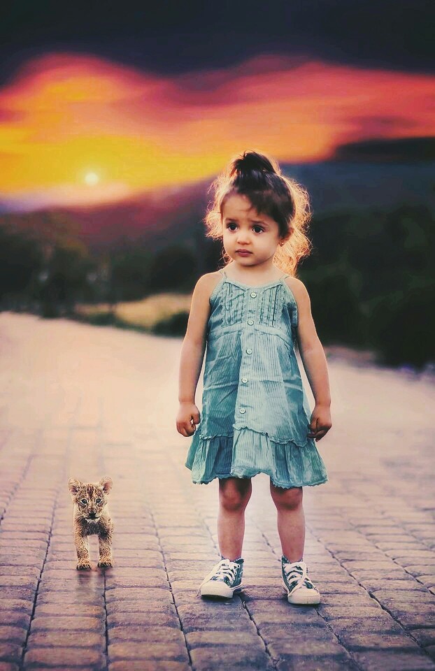 Little girl and tiger??