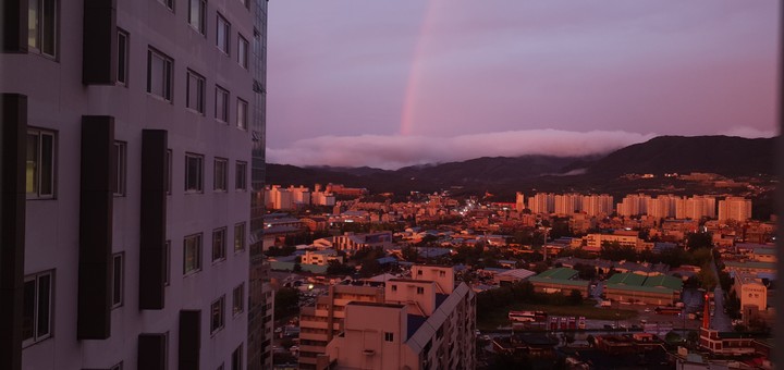 city and rainbow