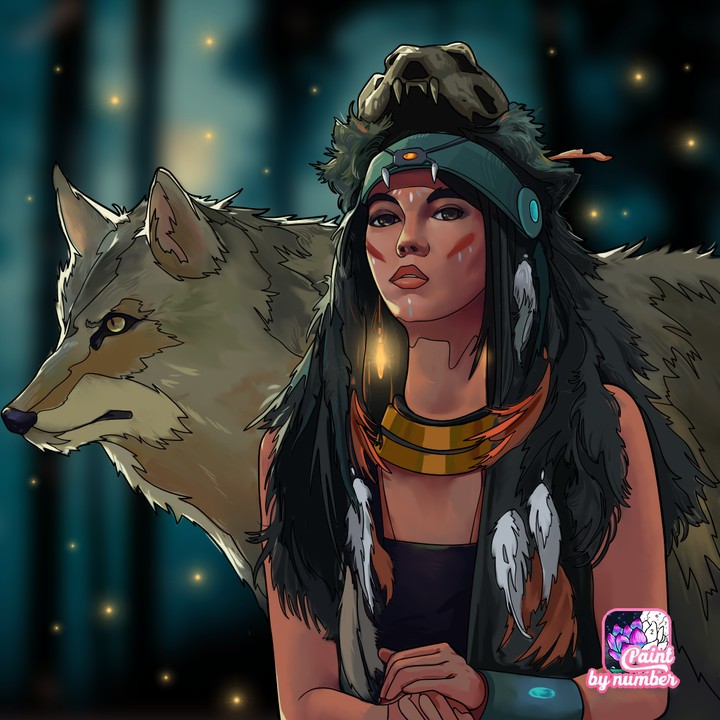 Indianer mit Wolf