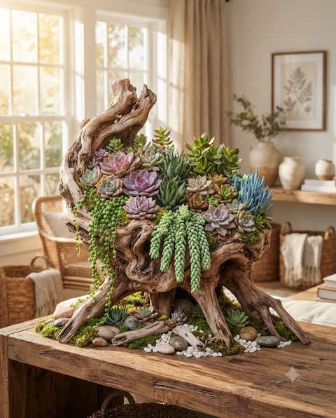 hình nền stonecrops, driftwood