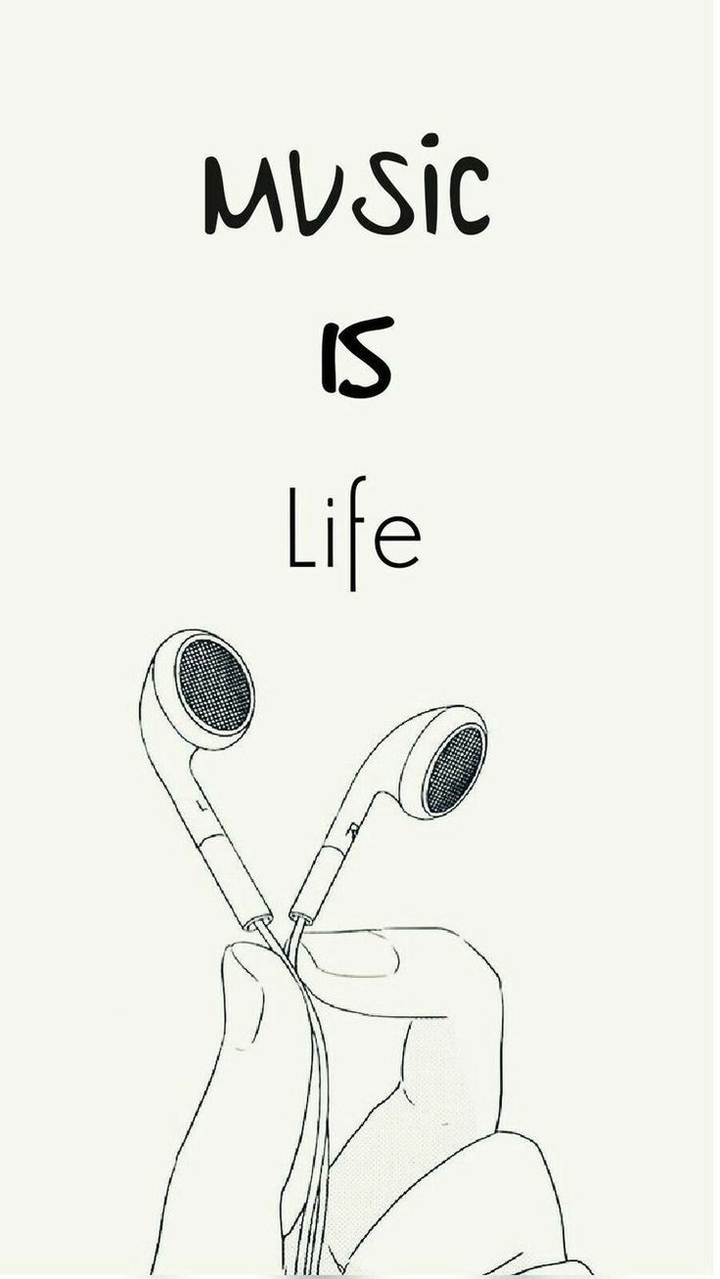Music wallpaper ☁️ Music is life☁️text & headphones