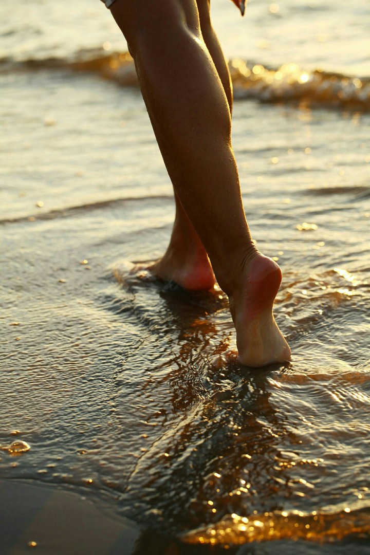 step on the beach