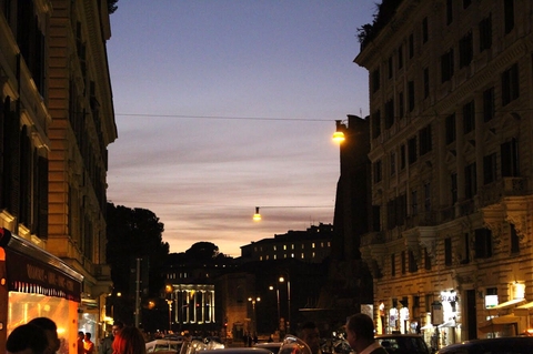 sky, sunset and street