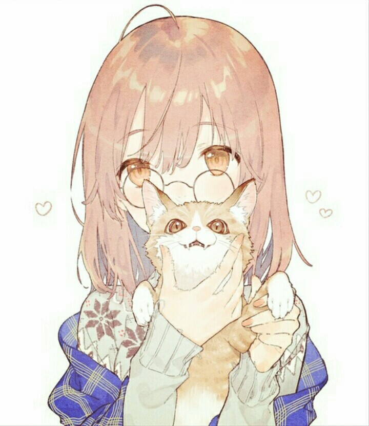 anime girl with cat