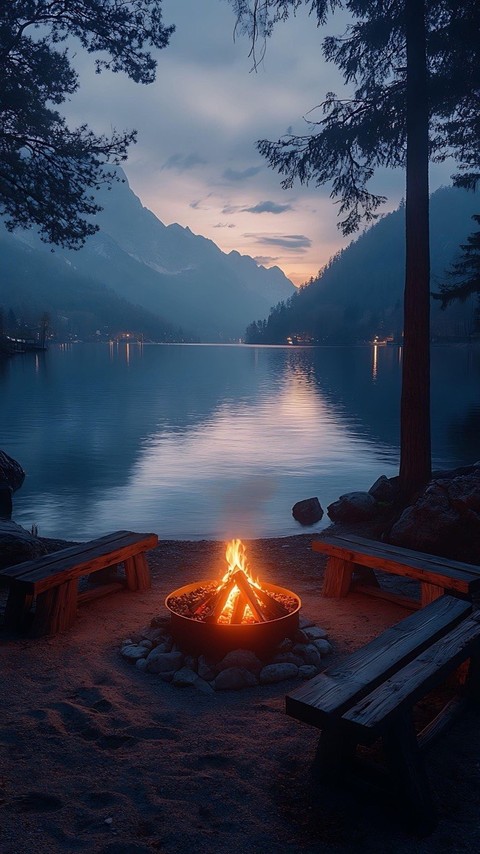 ταπετσαρίες Campfire, lake